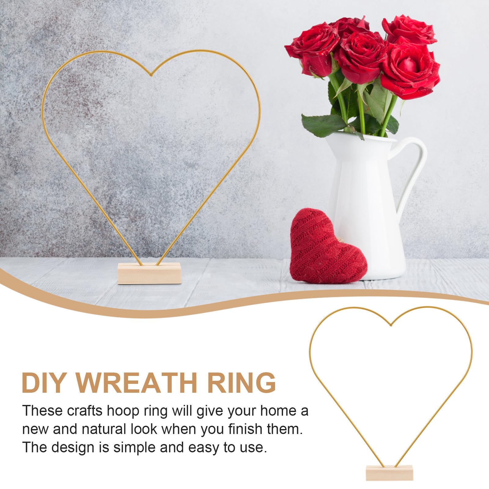 COHEALI Metallringe Einfache Selbstgemacht 10 Stück mit Sockel Stabile Struktur Eisen und Holz Blumenreifen für Hochzeitstisch Dekoration für Hochzeitstische