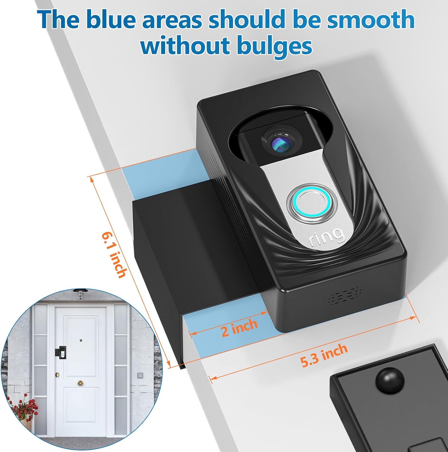Trushome Doorbell Mount for Ring/Blink/Eufy Wireless Video Doorbell, Compatible with Ring Doorbell 4/3/2/1, No Drill Anti Theft Doorbell Mount Camera Mount with Double Screw Fixing, Black