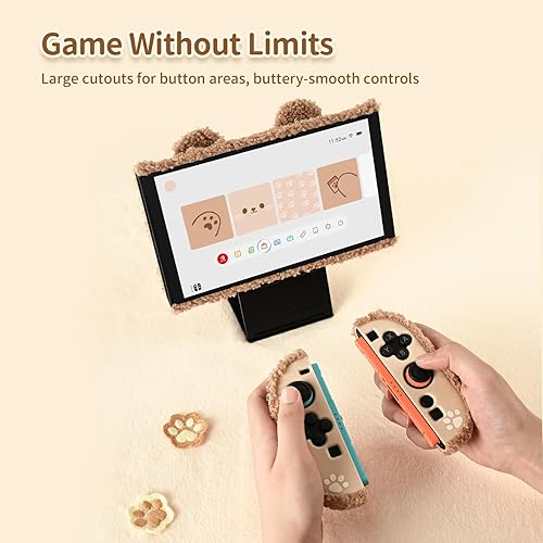 Miniatura 5 de GeekShare Estuche de peluche compatible con Switch 2 (2025), cubierta protectora NS2 para consola Switch y controlador de agarre tipo oso de peluche