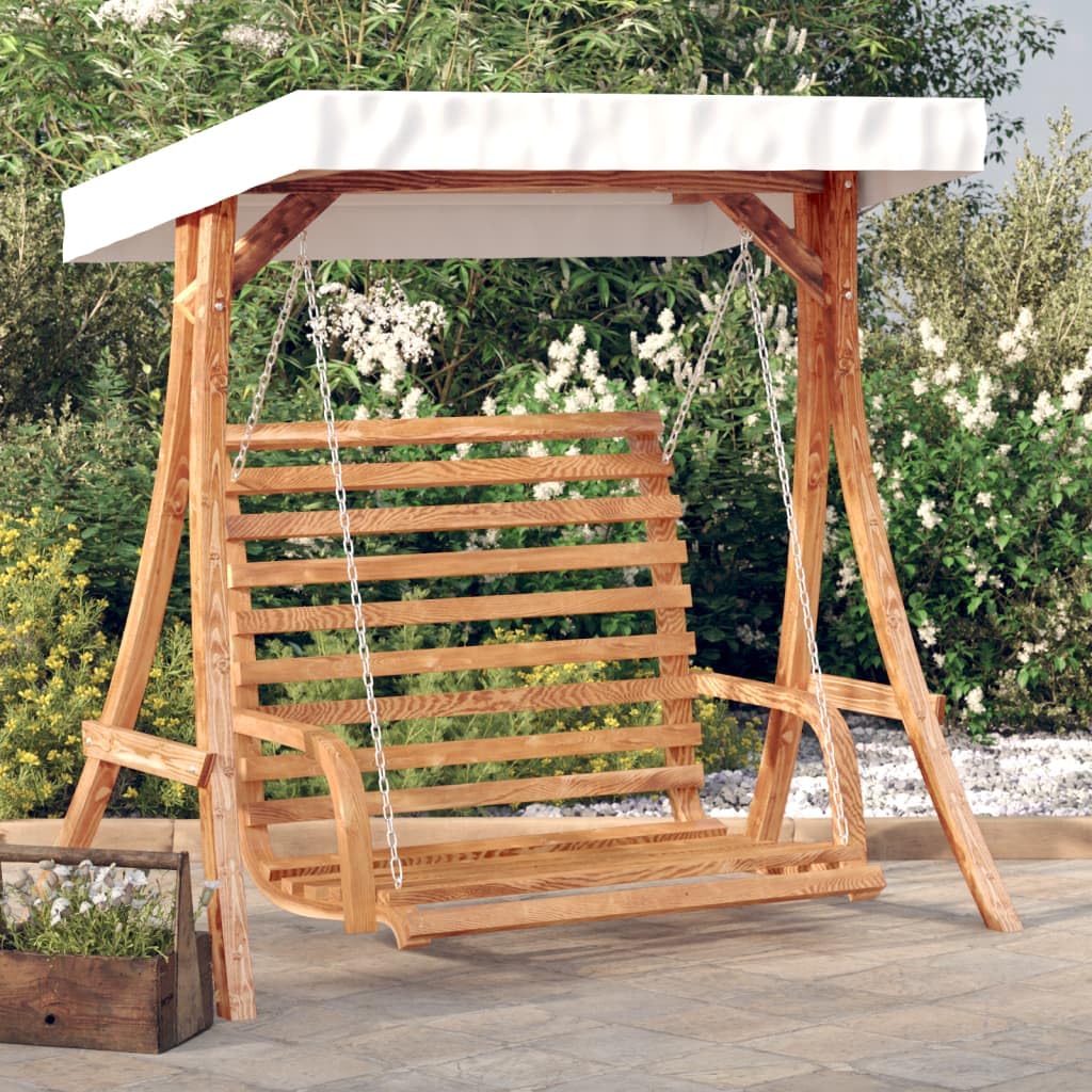 Banco Columpio con toldo Madera Maciza Abeto con Acabado Teca, Columpio Jardin Exterior, Balancin Jardin Exterior, Muebles Jardin Exterior, Balancin Balcon - 3200627