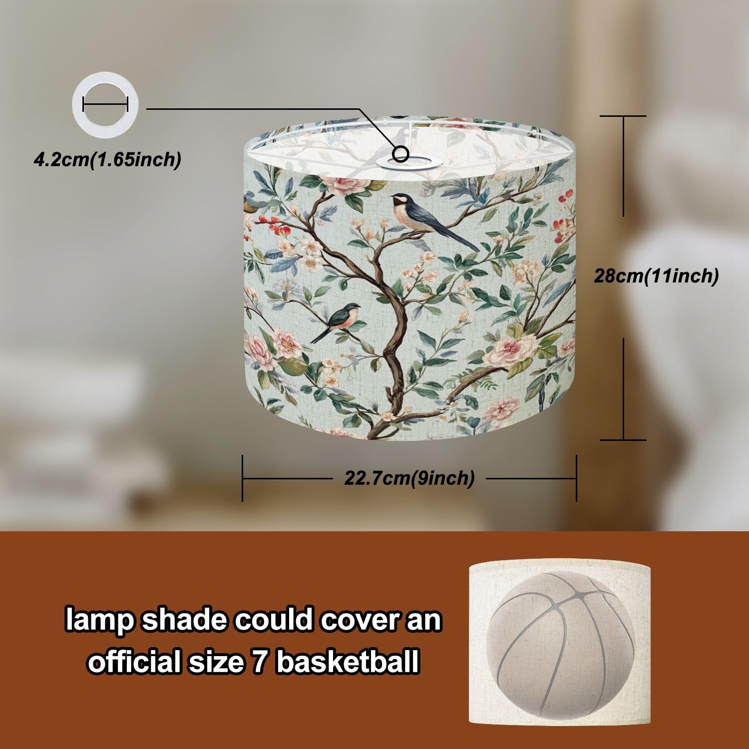 Lampshades Lamp Shades Set of 2 Seamless pattern chinoiserie style peonies trees birds Light Shade for Table Lamps Floor Lamps Drum Lamp Shades Lampshade Replacement