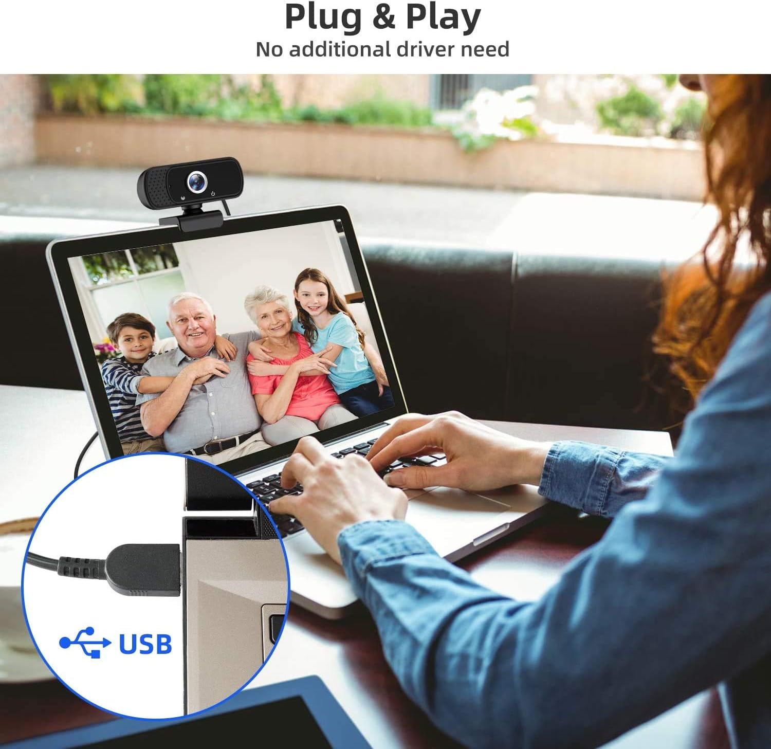 Webcam with Microphone, 1080P HD Webcam Streaming with Privacy Cover Computer Web Camera - USB Computer Camera for PC Laptop Desktop Video Calling, Conferencing