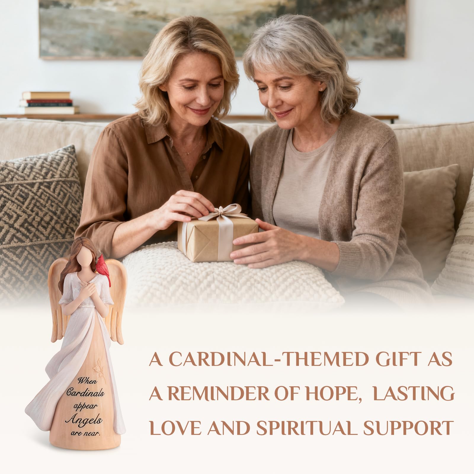 Storieme Cardinal Memorial Gifts for Women: Sympathy Gift for Loss of Loved One Mom Sister - Guardian Angel with Cardinal Home Decor