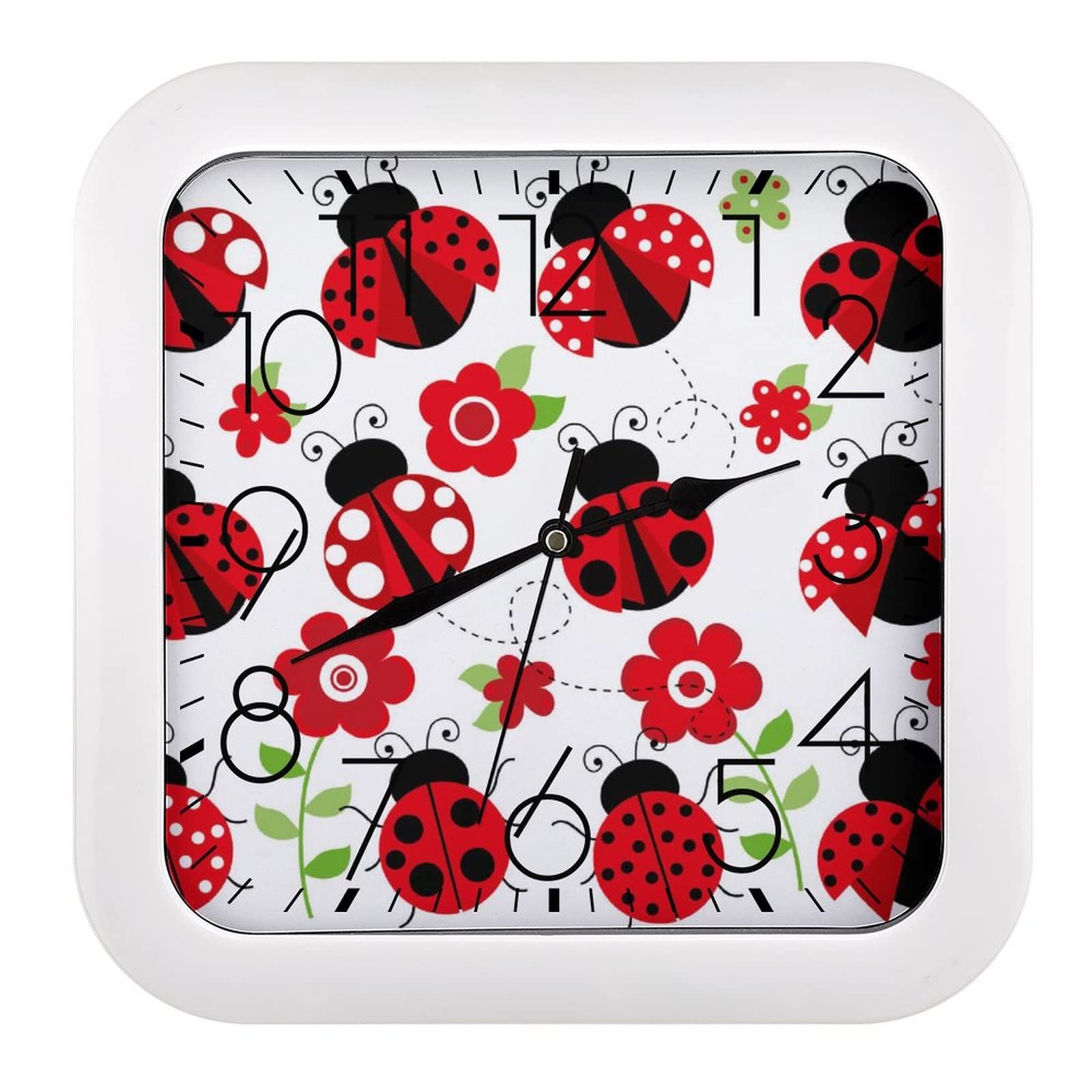 Grande Horloge Carrée Fleurie : Élégance et Lisibilité pour Salon