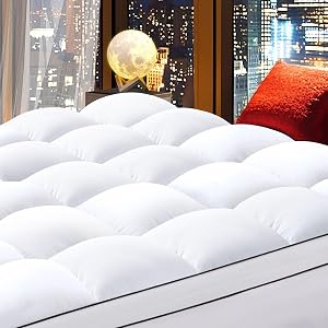 Mattress Topper TwinXL Pillow Top Bed Topper for Pressure Relief, Cooling Mattress Pad Quilted with 900GSM Down Alternative Fill, 8"-21" Deep Pocket Cover, Soft & Breathable