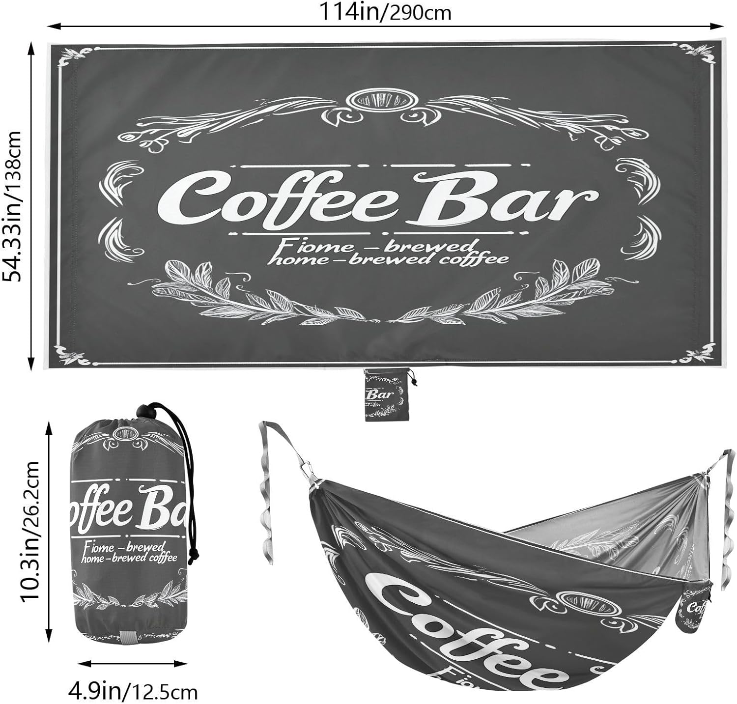 Coffee Bar Finely Home Camping Hammock Single Portable Hammocks 330 lbs Capacity with 2 Tree Straps and Attached Carry Bag,Perfect for Outdoor,Indoor,Beach,Camping,Travel