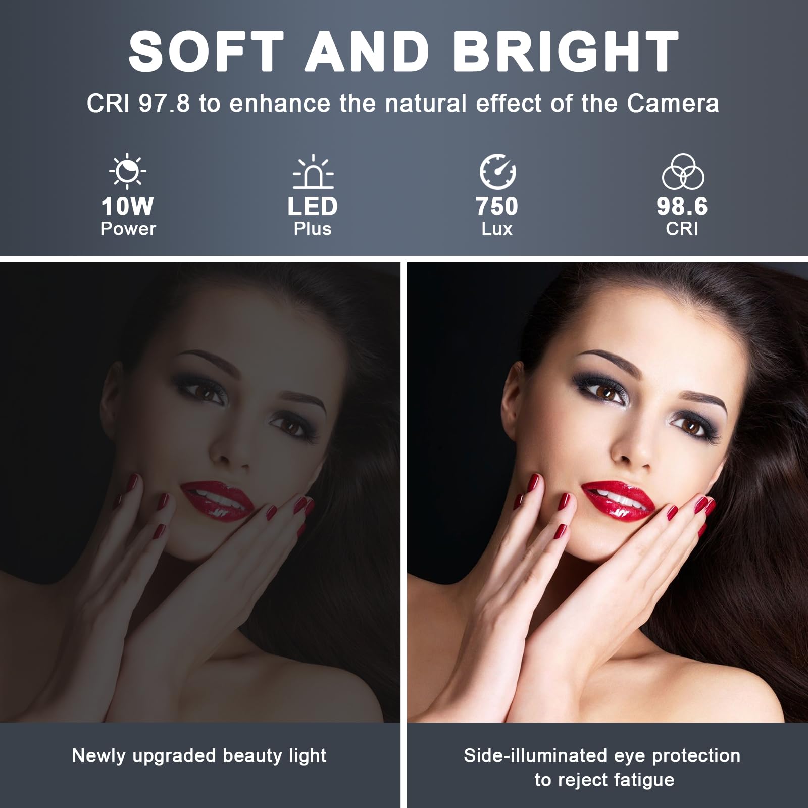 Ring Light Professional 10.3" con Staffa, Luce per Selfie, Luce ad Anello LED da 3 modalità di Illuminazione con 5 luminosità per Trucco, Fotografia, Youtube e Video Selfie