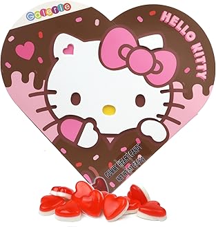 Hello Kitty Valentine's Day Gift Box, Fruit Punch Flavored Gummies Inside, Individually Wrapped Pieces, 3.17 Ounces