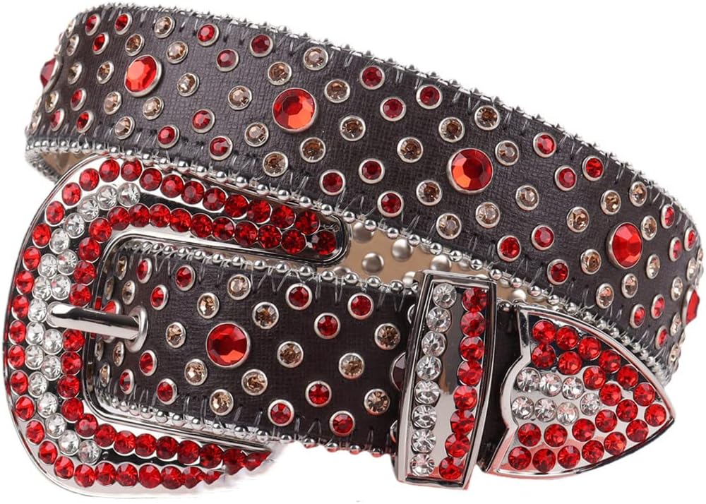 Pink Rhinestones Belt PU Leather Belt Girl Diamond Studded Belt