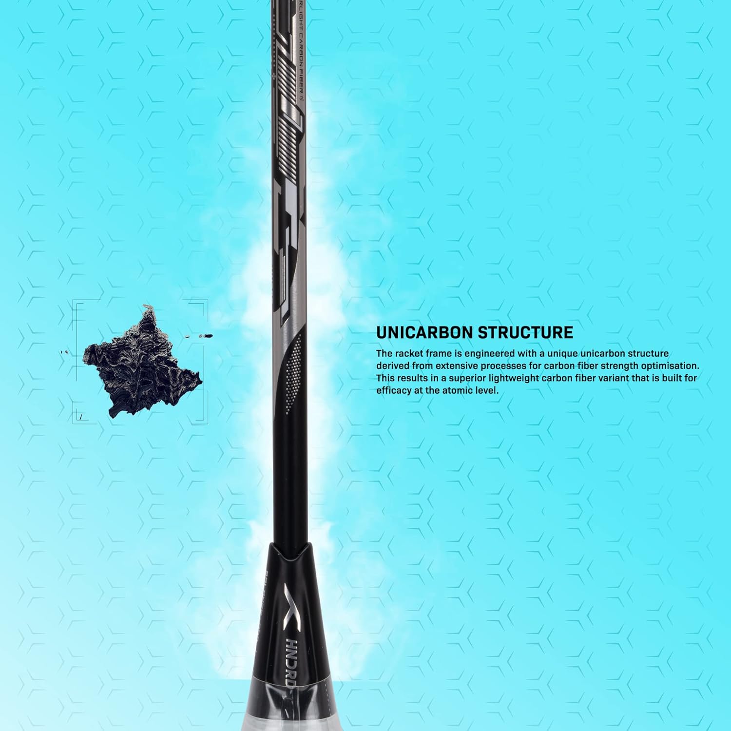 HUNDRED Nuclear 78 Carbon Fibre Unstrung Badminton Racket with Full Racket Cover for Intermediate Players (78g,)