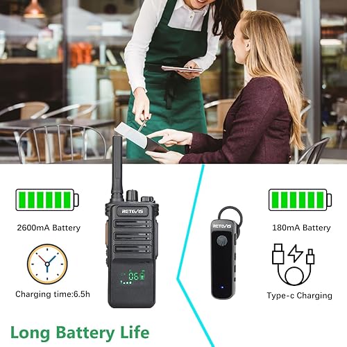Miniatura 6 de Retevis RB89 Radio de 2 vías de largo alcance, Walkie Talkie de alta resistencia, inalámbrica, alta potencia, 700,000 pies cuadrados50 pisos, con