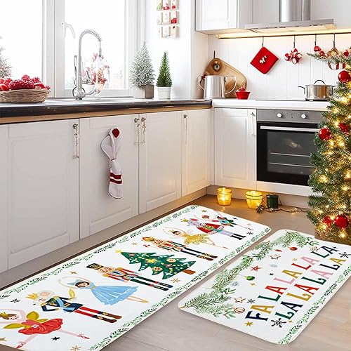 Miniatura 7 de Juego de 2 tapetes de cocina con diseño de cascanueces para decoración navideña, cascanueces para decoración de Navidad, decoración de Navidad para
