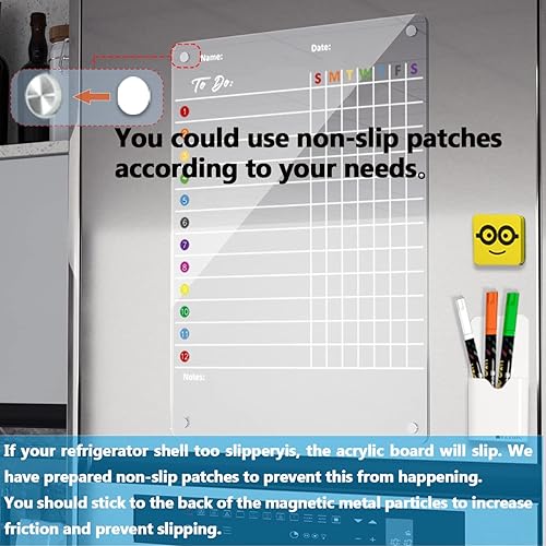 Miniatura 7 de RR RAXMIN - Tabla magnética de tareas acrílicas de 17 x 12 pulgadas, tabla de tareas transparente para adultos y adolescentes, pizarra de borrado en