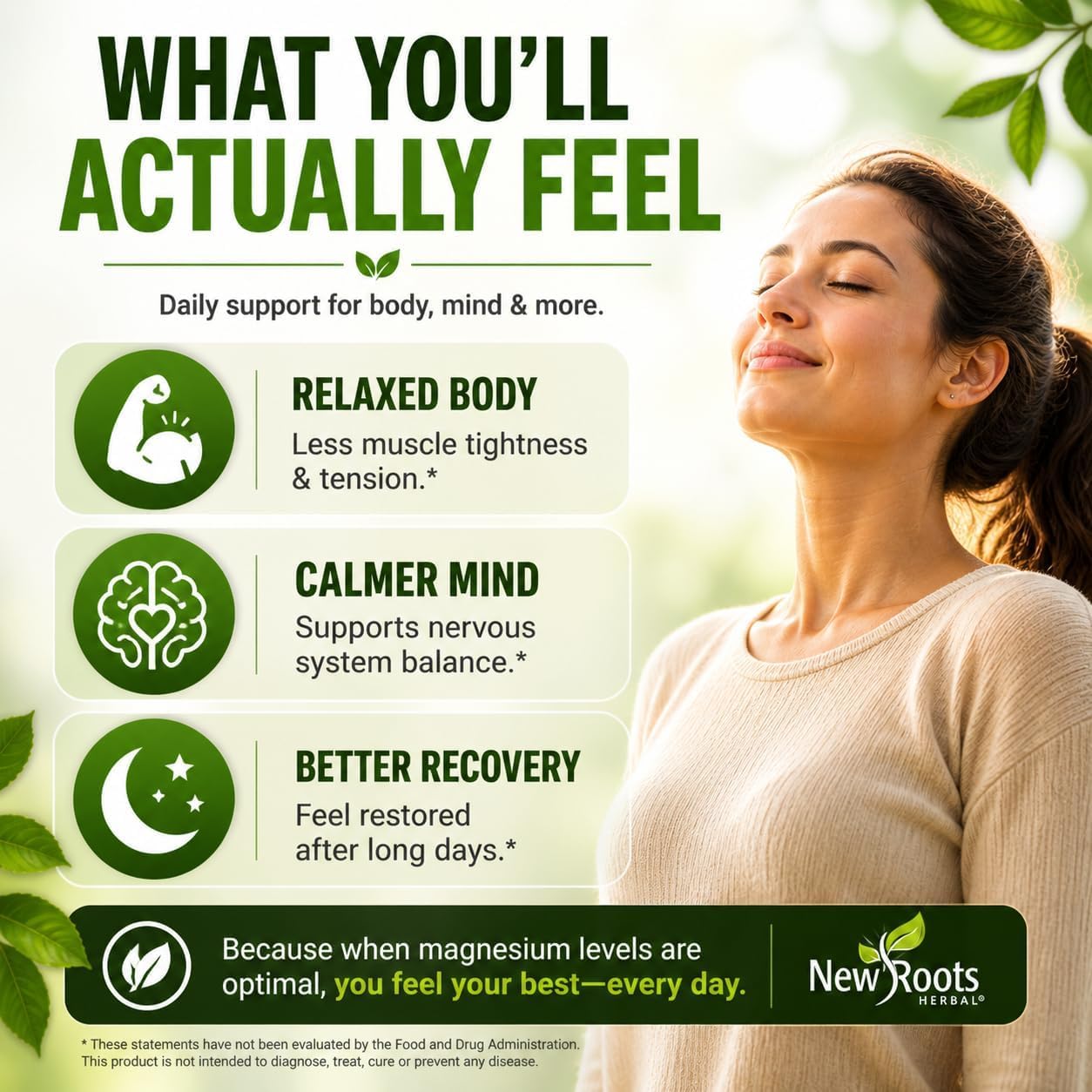 New Roots Herbal Magnesium Bisglycinate Plus, 120 Veggie Capsules 60-Day Supply - 150mg Elemental Magnesium, Supports Active Living, Non-GMO, Gluten-Free, Gentle on Digestion with Superior Absorption — Amazon image 3