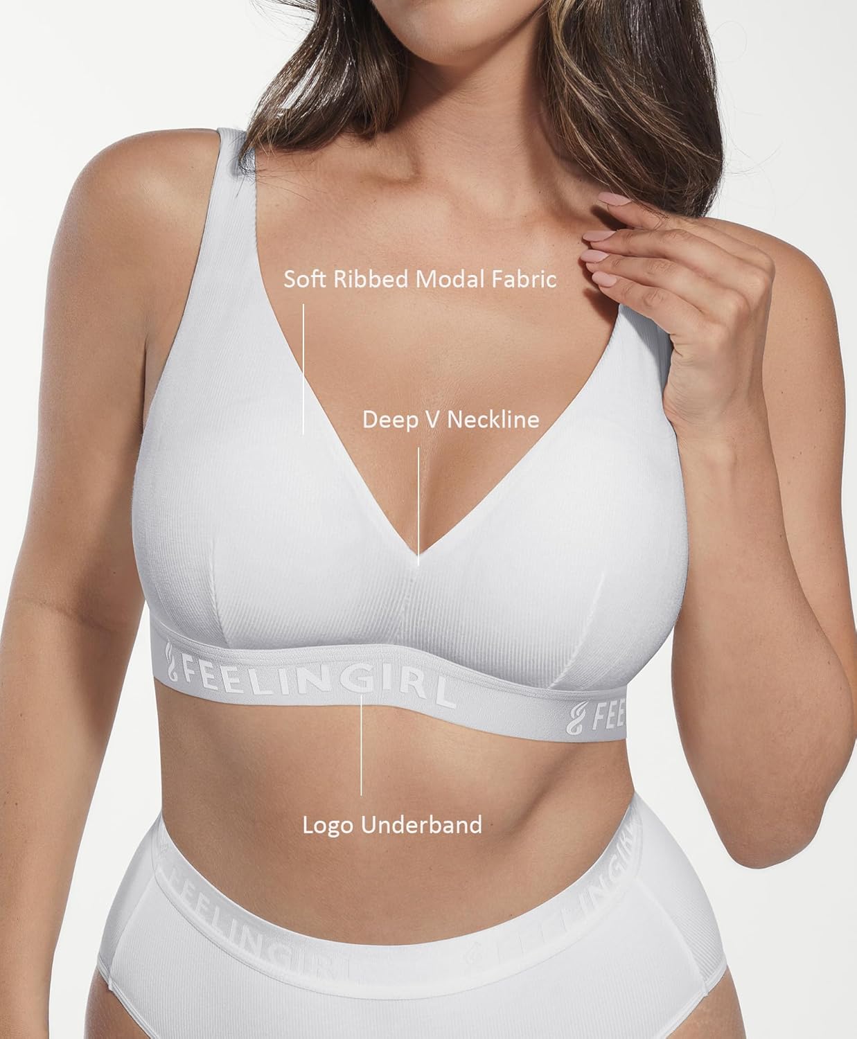 FeelinGirl Wireless Bras for Women No Underwire Comfortable Bras with Support and Lift Deep V Push Up for Everyday Wear - Image 4
