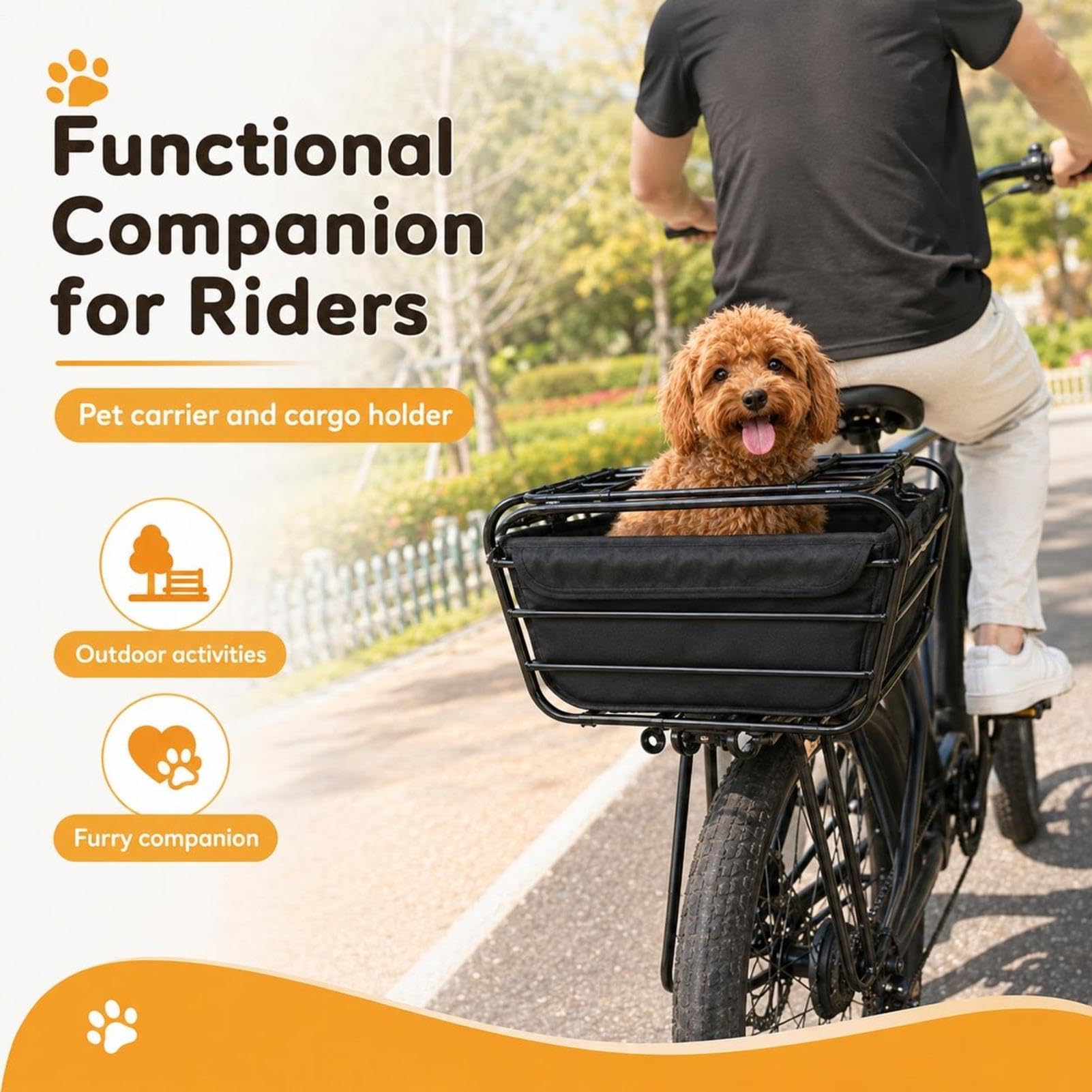 Fahrradkorb Hinten – Robuster Carbonstahl Mit Abschließbarem Deckel | Wasserdichter & Herausnehmbarer Transportbehälter | Für Hunde, Katzen Und Gepäck – Perfekt Für Einkaufen Und Camping