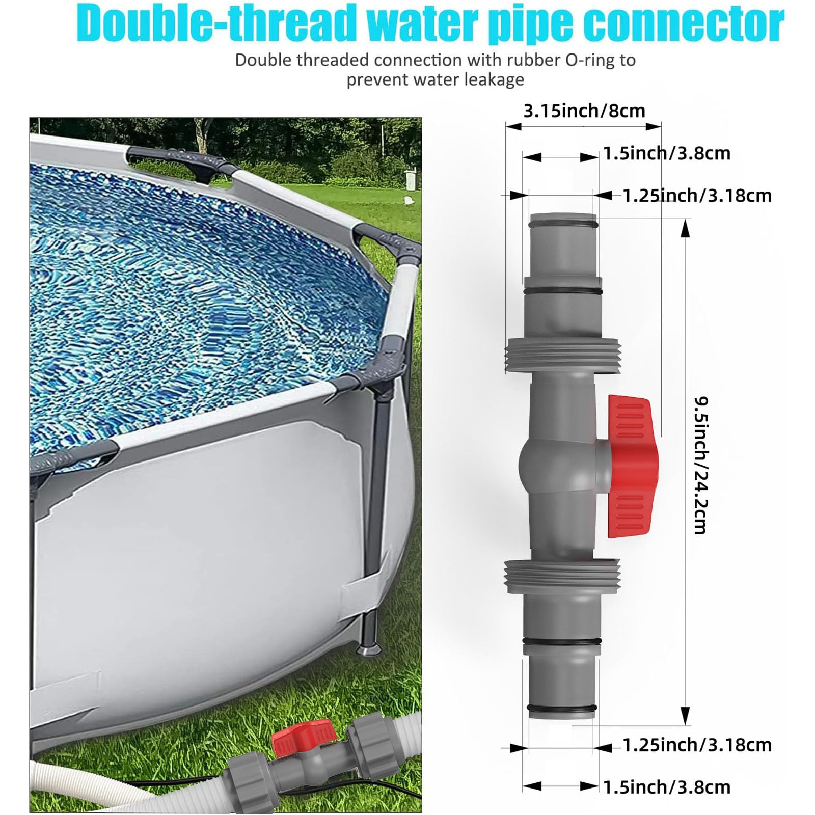 KKXXYQFC Adaptador de Manguera de Piscina Acoplador de interconexión con Juntas tóricas de Goma Junta de tubería de Repuesto para Piscinas al Aire Libre domésticas Junta de tubería de Repuesto para