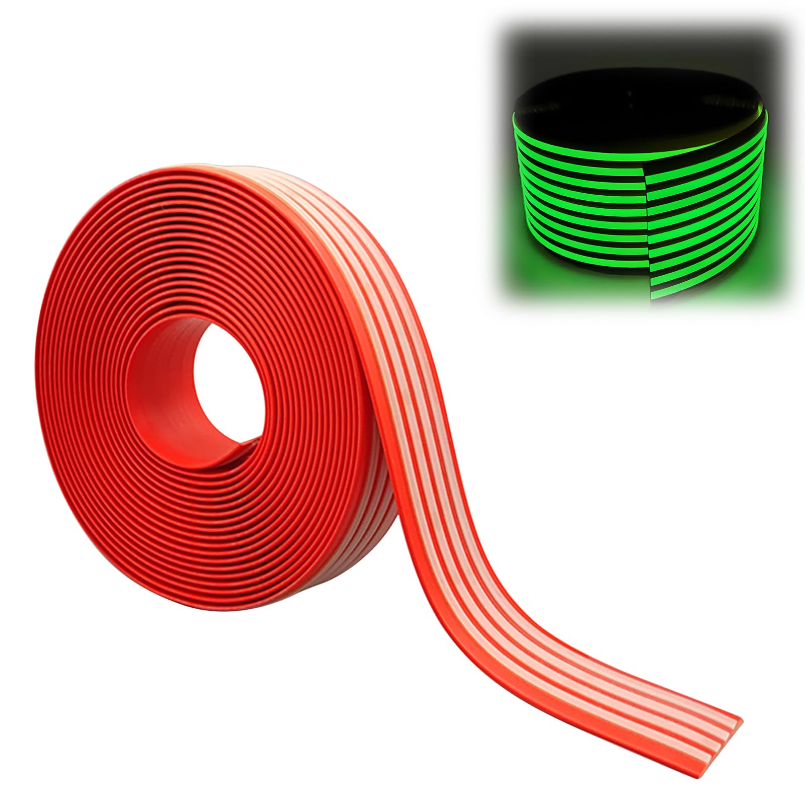 Cinta de Borde Luminiscente Antideslizante 10m x 5cm, Cinta Autoadhesiva Fluorescente de Alta Tracción y Adhesión Fuerte para Escaleras, Rampas y Suelos Interiores/Exteriores