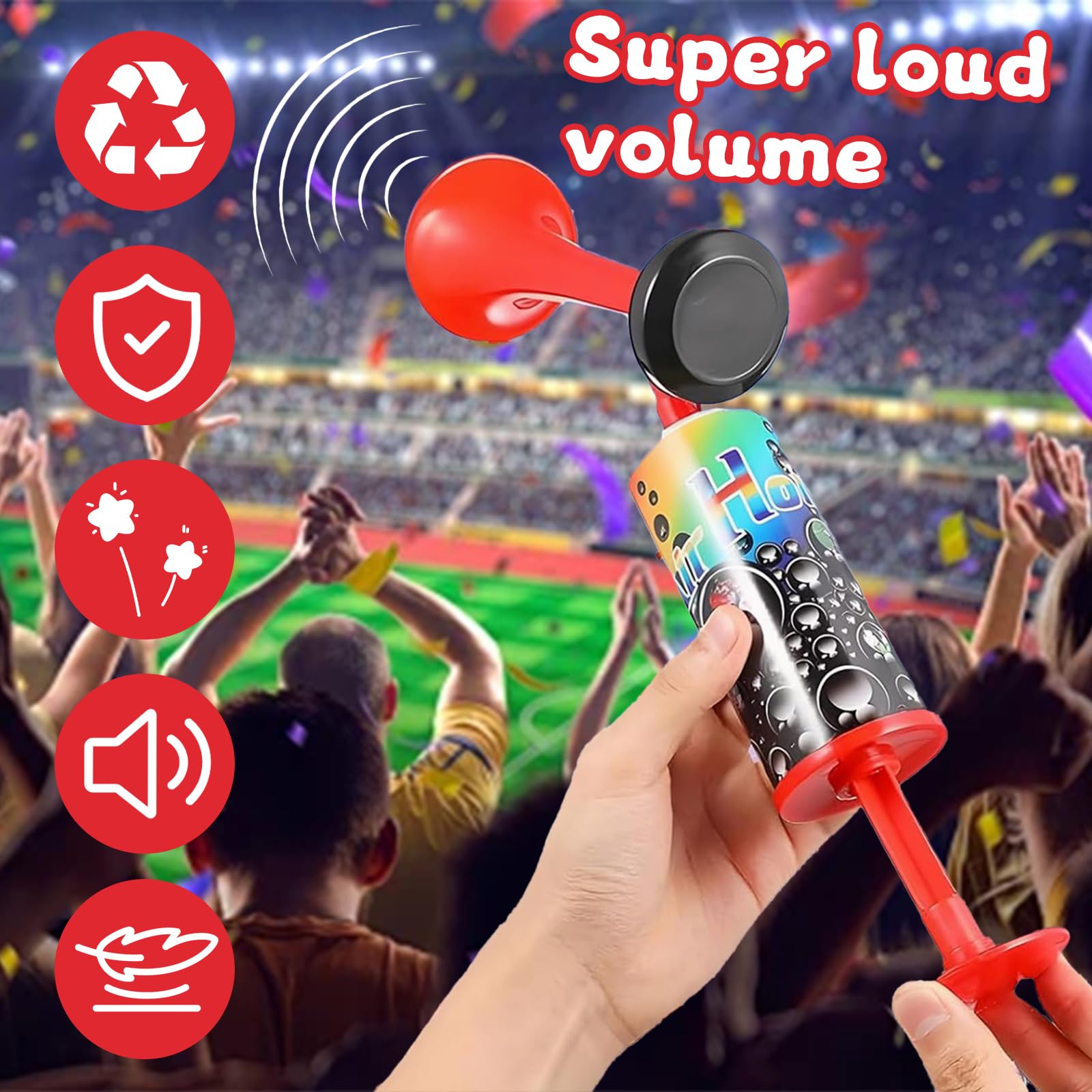Corne de Brume en Plastique PP Klaxon Pneumatique à Main pour Fans de Football Bruit Fort