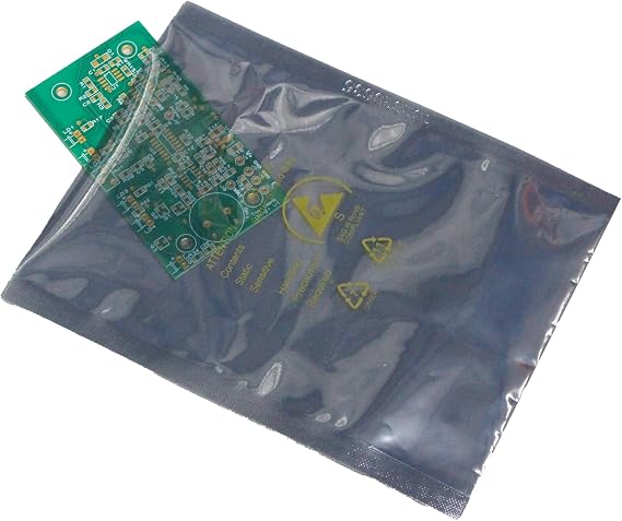100pcs Static Shielding Bags - Reusable Open Top ESD Bag, Anti Static, Silver, For Storing Electronic Components, Devices & Hardrives, 4 x 6 Inches (102 x 152mm)