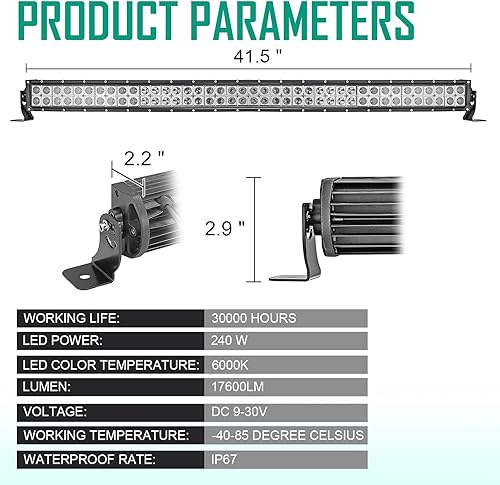 Miniatura 3 de WSays Barra de luz LED de 42 pulgadas para parabrisas delantero y soporte de montaje con kit de cableado compatible con Can-am Maverick Trail 800