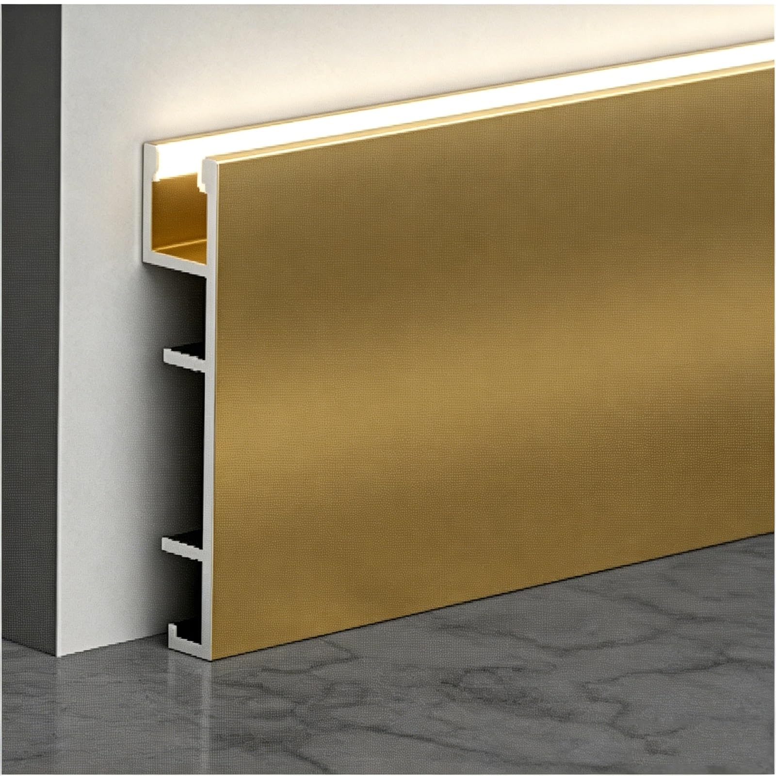 Aluminum Baseboard Trim, 4 5 8 Cm High Rust Resistant Bathroom Skirting Board with Led Channel for Wall & Floor Protection, Floor Molding(C 8cm/3'',2.4m/7.9ft)
