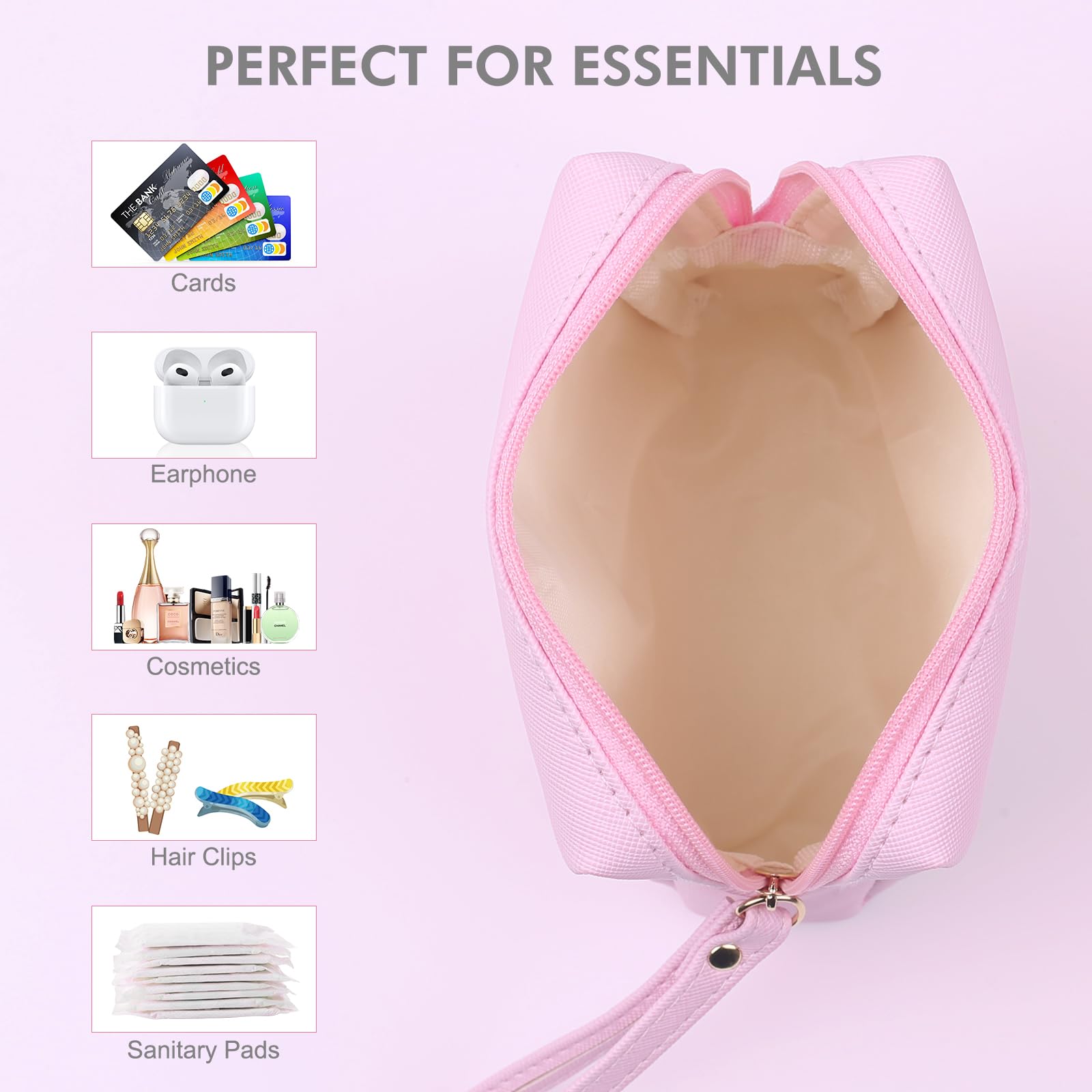 Servilleta sanitaria para mujer, bolsa de almacenamiento de servilletas sanitarias, bolsas de almohadilla sanitaria de piel sintética, bolsa organizadora de tampones portátiles con cremallera 3