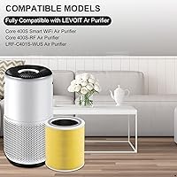 Vista 2 de Filtros de repuesto Core 400s compatibles con Levoit Core 400S/Core 400S-P/Core 400S-RF, prefiltro de carbón activado verdadero 3 en 1