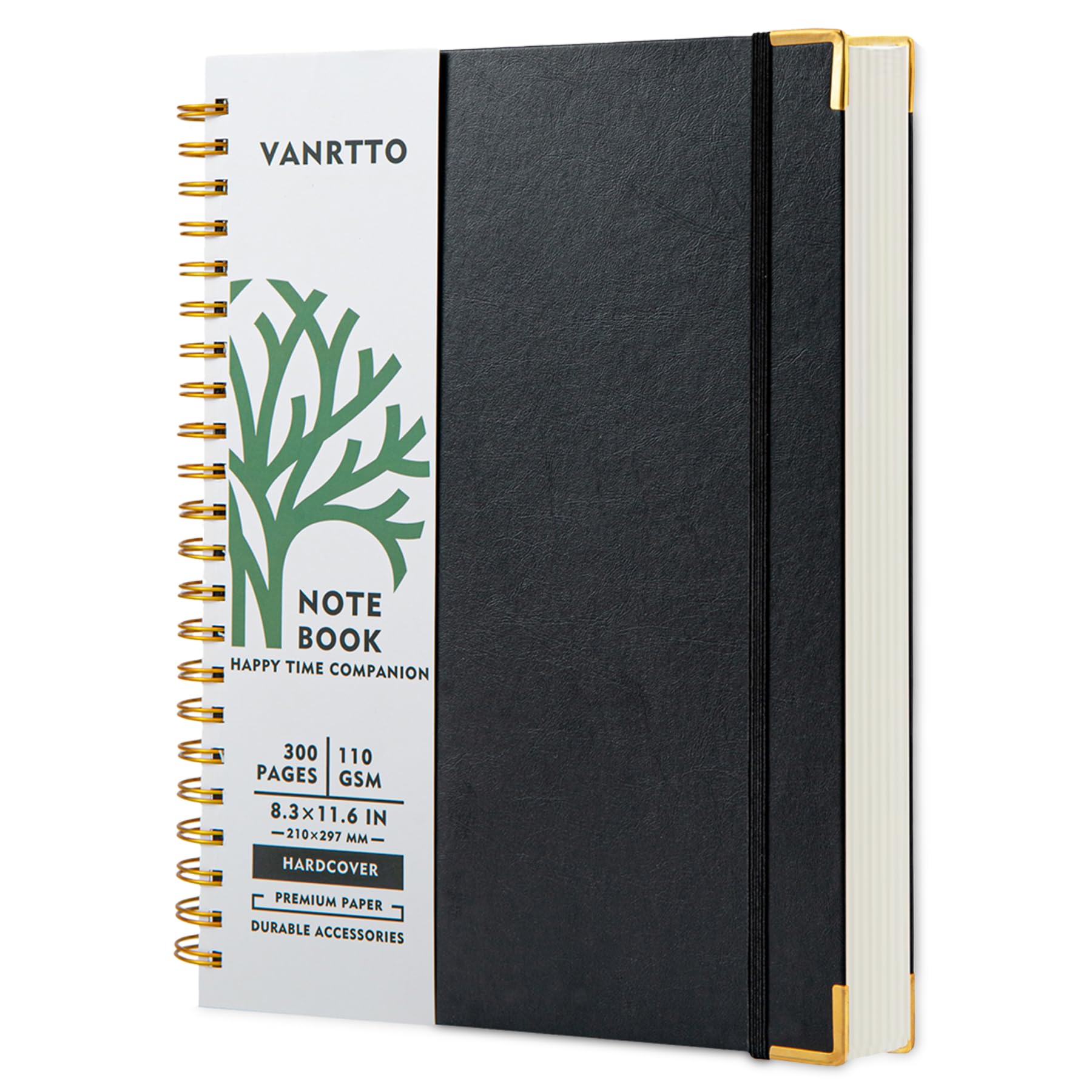 VANRTTO Carnet à spirale à couverture rigide, 21,6 x 27,9 cm, ligné pour université, 110 g/m², papier épais ligné pour le travail, l'école, 300 pages pour écrire, grand journal pour homme et femme,