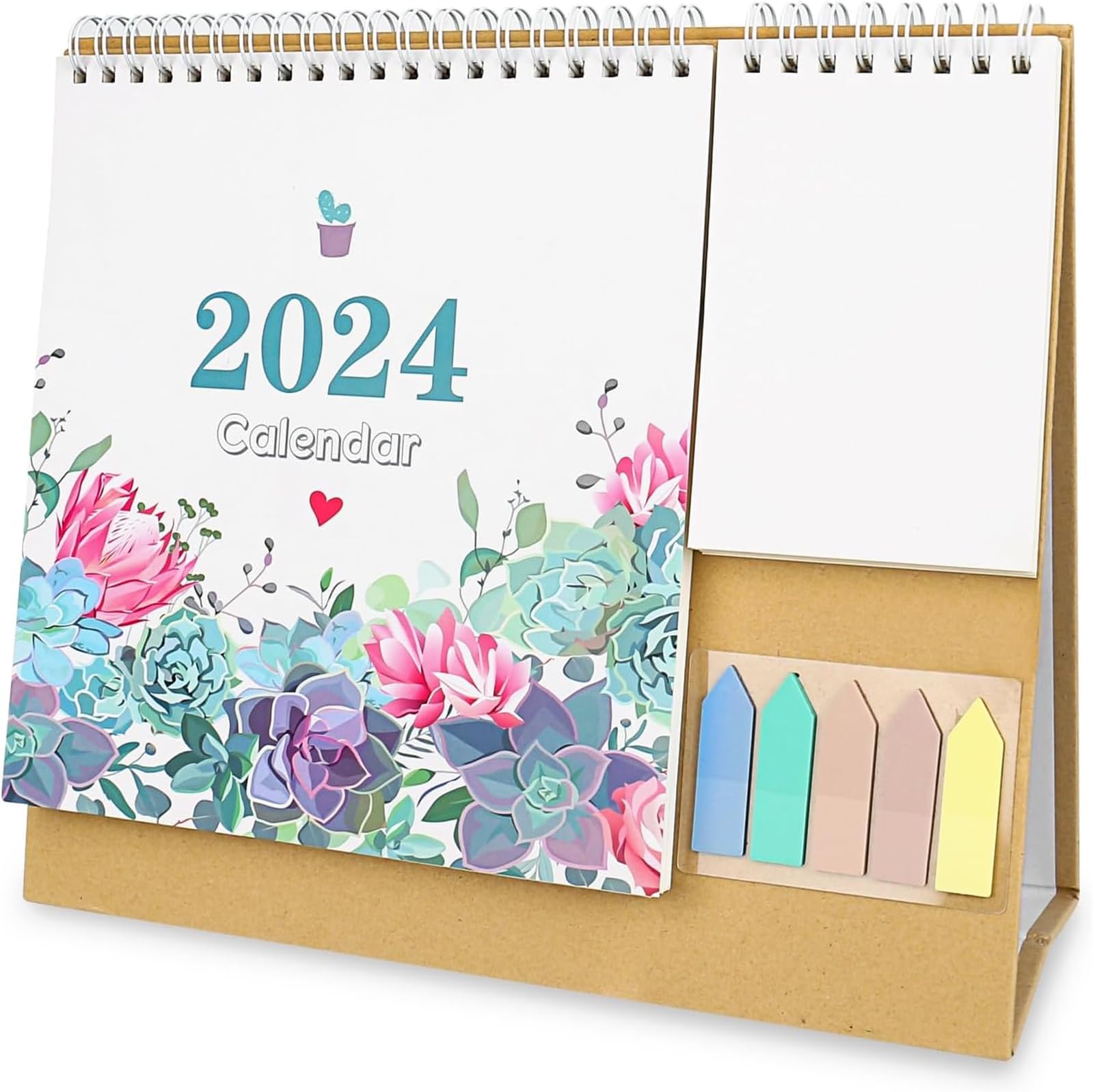 AtRyx 2024 Desk Calendar, Jan 2024 - Dec 2024 Standing Flip Calendar Desk Calendar with To-Do Lists Morandi Color Label Memo Pages Thick Paper for Home School Office