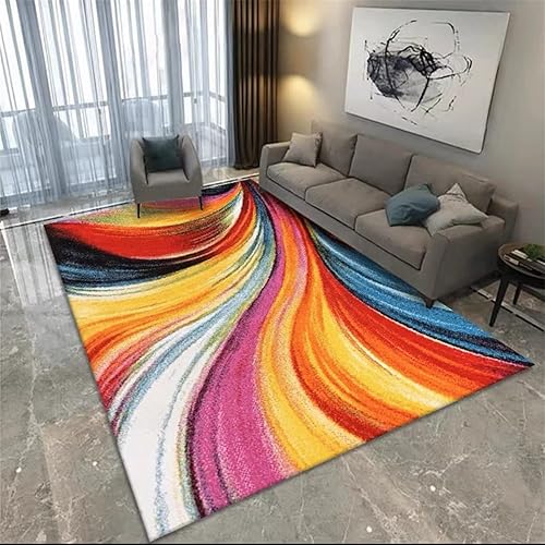 HONGXIU Abstract Area Rug,3x4ft, Aurora Color Abstract Swirl Rug, Modern Style Home Decor Rug for Living Room, Bedroom, Kitchen, Bathroom Soft