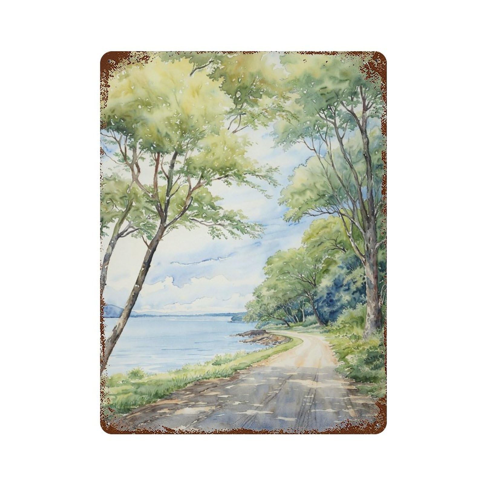 Garage Style Summer Shoreline Rusty Metal Tin Sign 15.7"x11.8", Farmhouse Wall Decor for Bar And Workshop