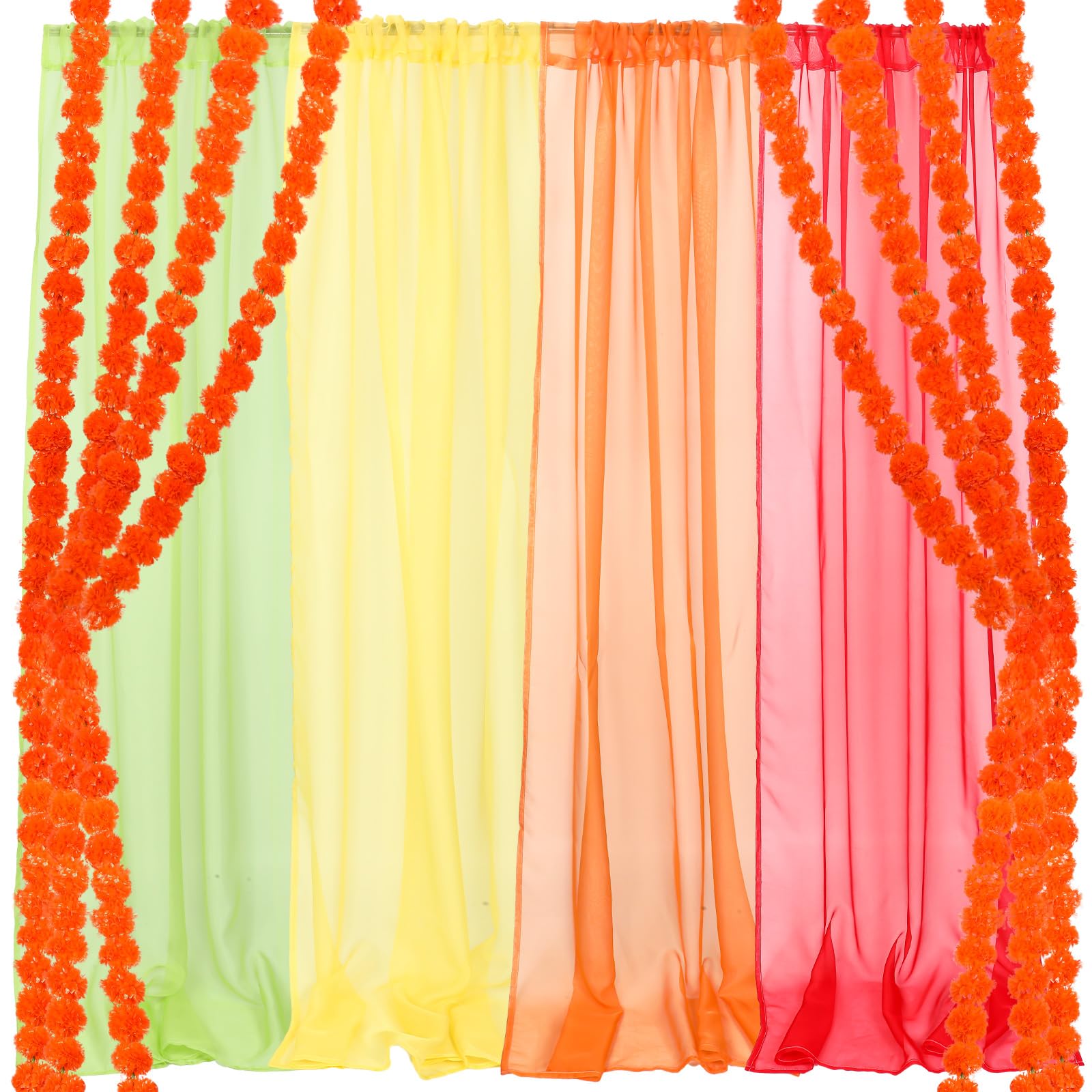 Fleurs de souci artificielles durables et rideau transparent pour grand décor de fête
