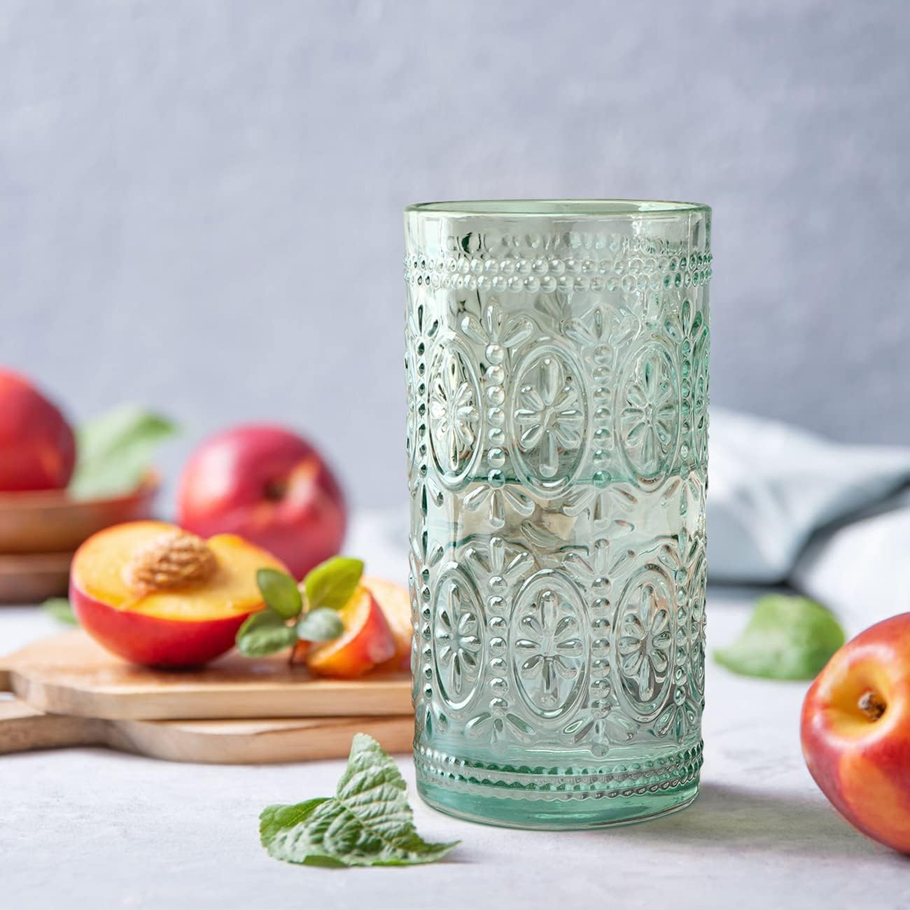 Green Drinking Glasses Set of 4, Vintage Drinking Glasses, Colored Glassware Drinking, Highball Beverage Glasses Cup, Vintage Glassware Set for Water, Juice, Cocktail, Coffee - Image 6