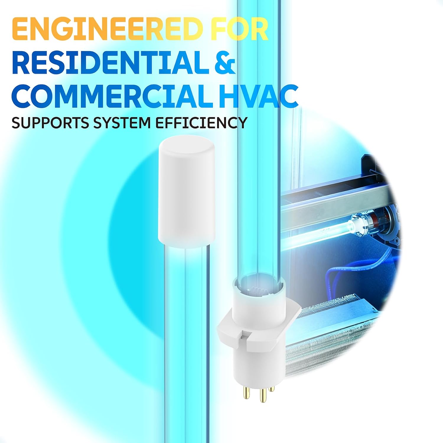 UV Bulb UV2400XLAM1 Compatible with Honeywell Lamp Light UV2400U1000 UV2400U5000, HVAC UVC Light Replacement Bulb, 4 Pin Base On One End, 16W