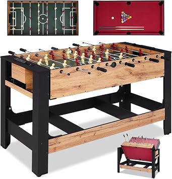 54" 2-in-1 Swivel Multi Game Table, Large Size Combo Game Table Set for Kids, Adults, Indoor and Outdoor Arcade Sports Table with Billiards/Pool, Foosball for Family, Game Room