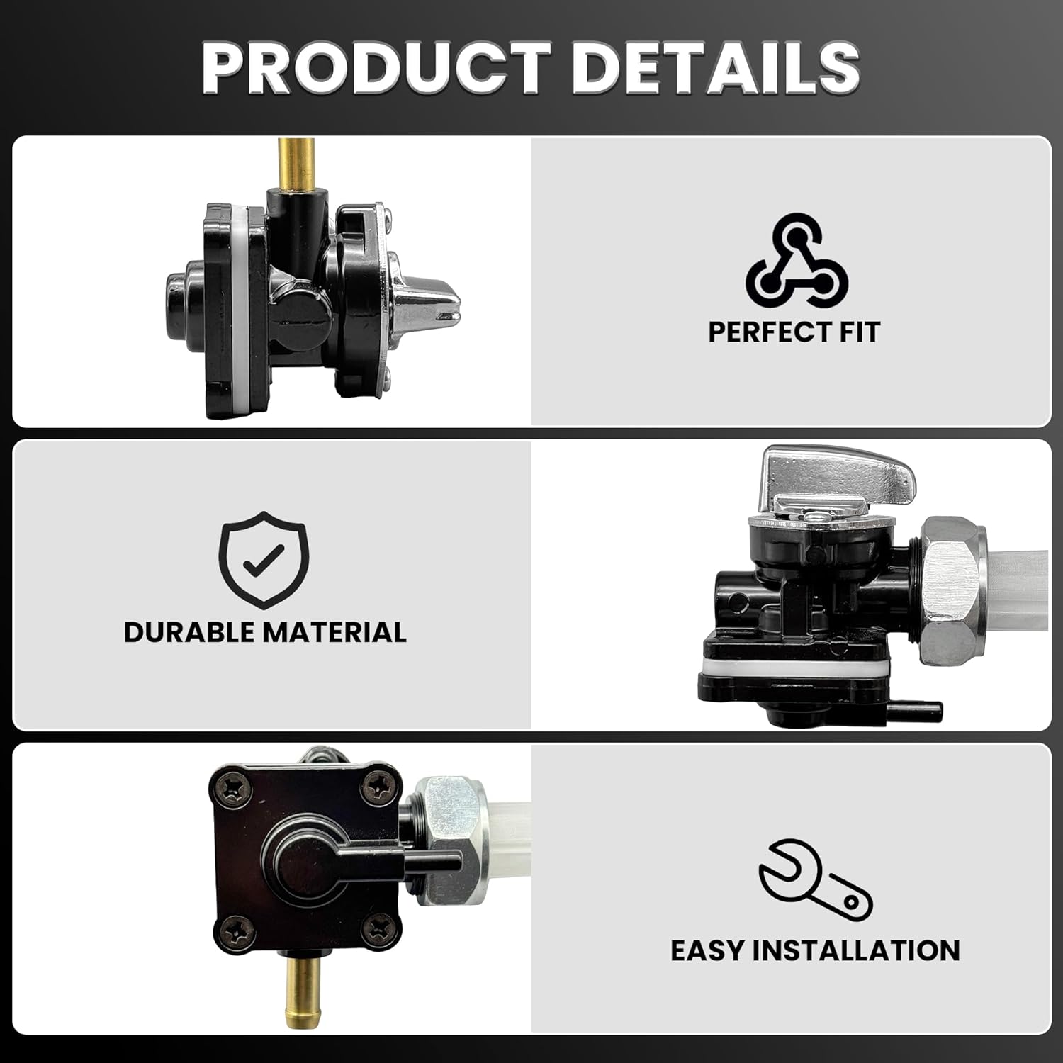 61338-94D Motorcycle Fuel Valve Petcock with Male Thread Compatible with Harley FXST FLST FXD FLT 1995-2001 (1340cc engine) Vacuumed Petcock Valve Switch Gas Fuel Shut Off Valve