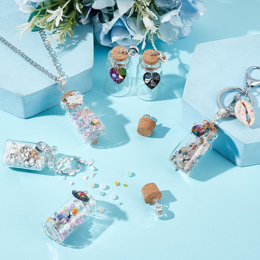 PH PandaHall 24pcs Heart Glass Bottle Pendants 2 Styles Colorful Electroplated Glass Charms Pendants for Necklace Earring Keychain Jewelry Making - Image 5