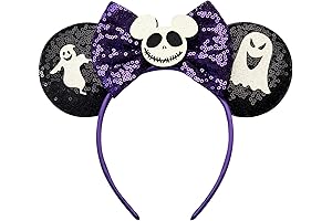 Nightmare Before Christmas Jack Skellington Sequin Minnie Mouse Halloween Headband