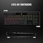 Corsair K100 AIR Clavier Mécanique de Jeu RGB Sans Fil - Ultra-Fin, Slipstream Sans Fil Sub-1ms, Bluetooth à Latence Faible, Interrupteurs Cherry MX Ultra Bas Profil - Disposition NA, QWERTY - Noir