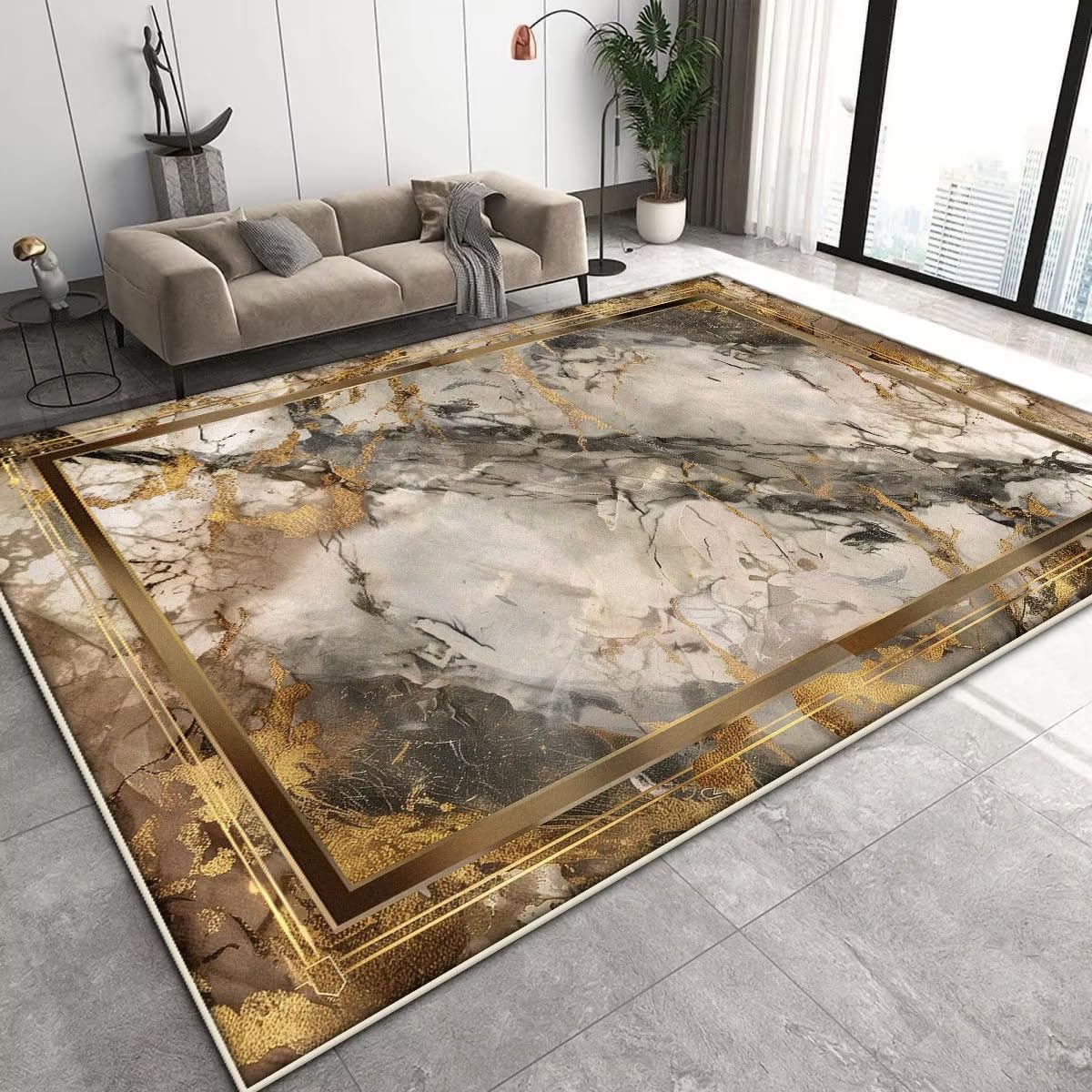 Tapis de sol en marbre de salon pour un espace chaleureux
