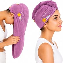 Multi-Color Microfiber Hair Drying Towel Wrap for Women & Girls | Soft Quick Dry Hair Turban Cap with Button Closure | Super Absorbent Anti-Frizz Bath Hair Wrap for Long, Thick & Wet Hair | Pack of 1