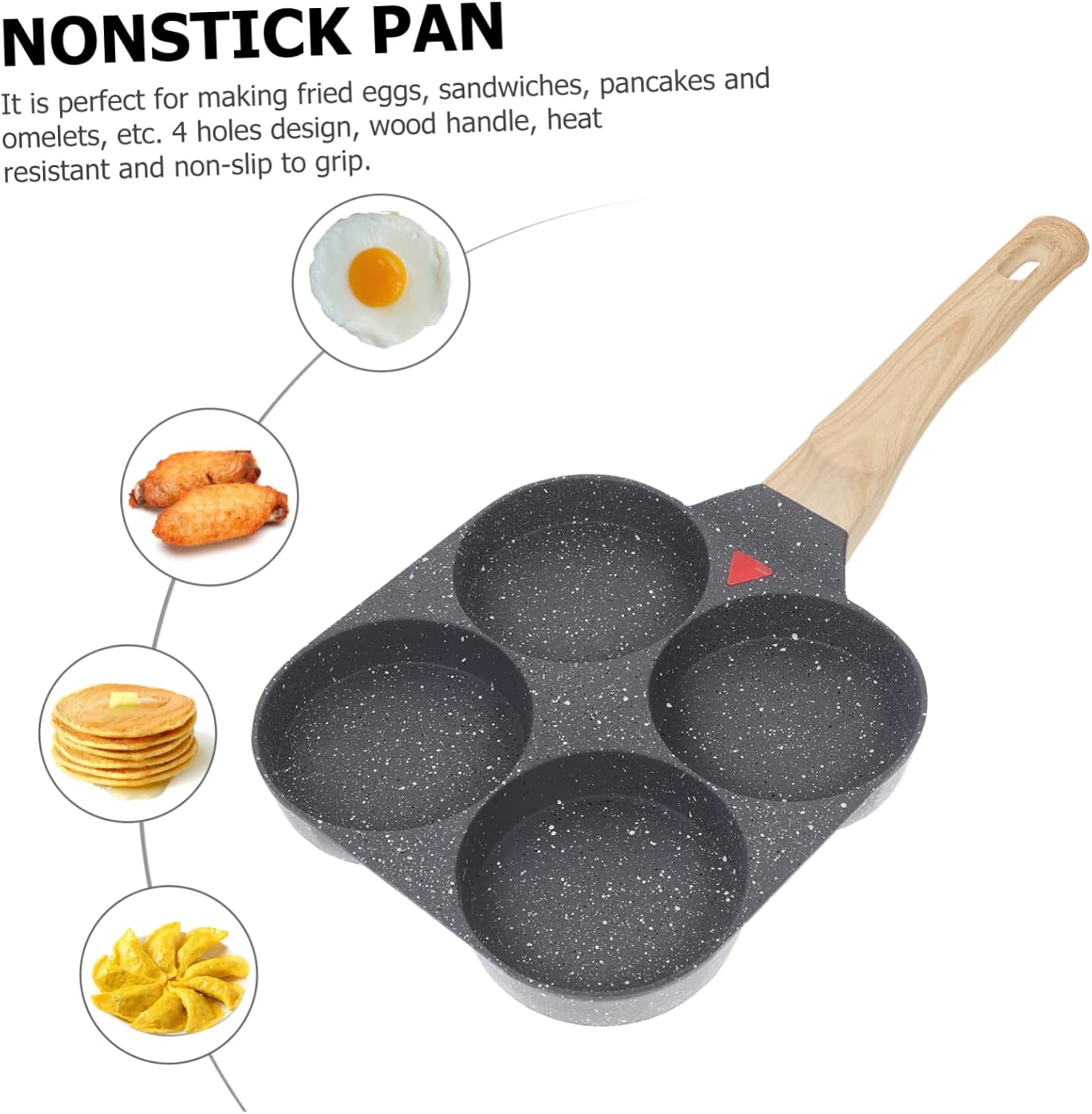GLEAVI Nonstick 4-Hole Egg Frying Pan Mini Omelette Cooker for Breakfast for Home Kitchen Restaurant Compatible Gas and Induction Stoves