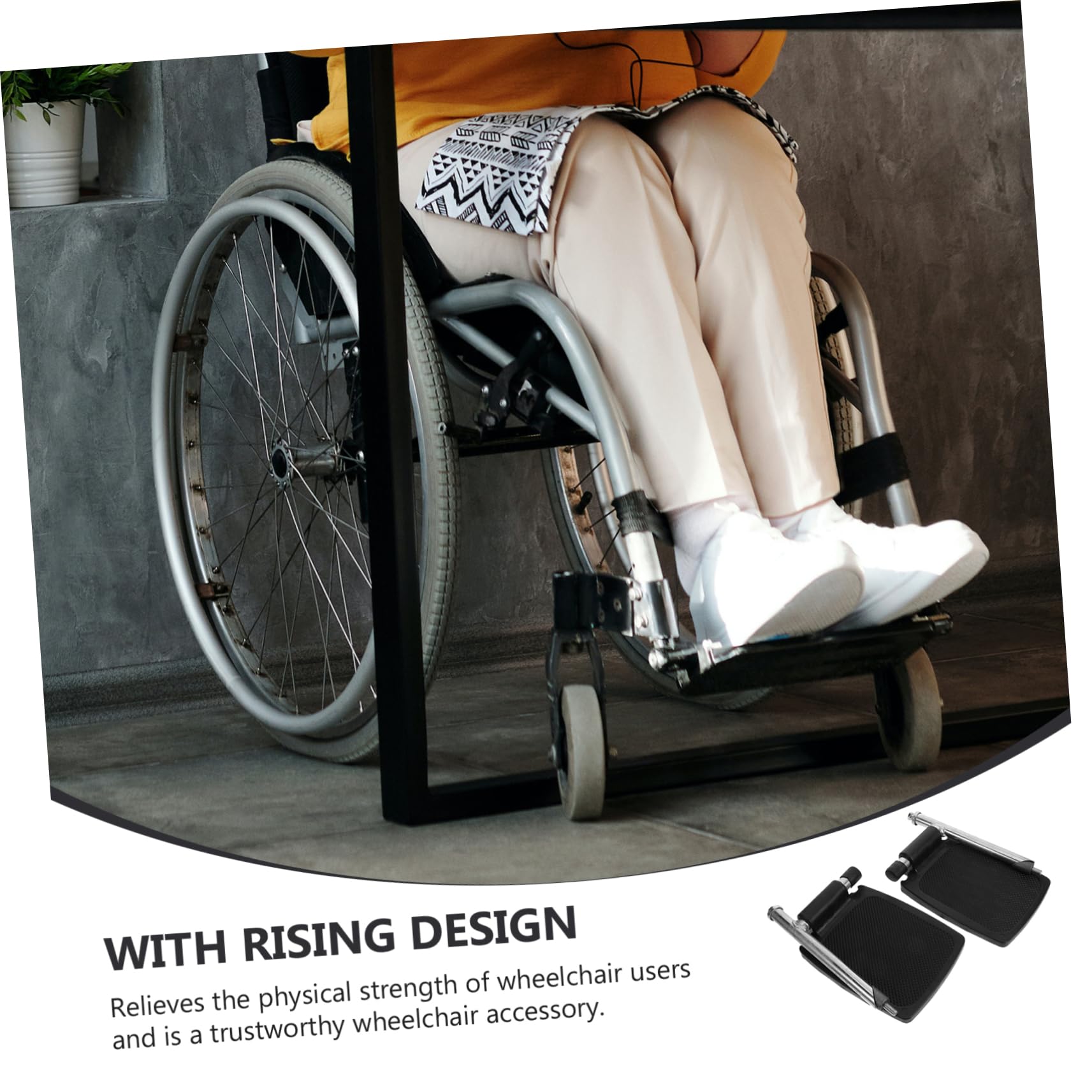 Didiseaon Reposapiés para Sillas de Ruedas de Aleación de Aluminio Diseño de Poste de Soporte, Accesorio Portátil para Reducir Carga del Cuidador, Adecuado Edades