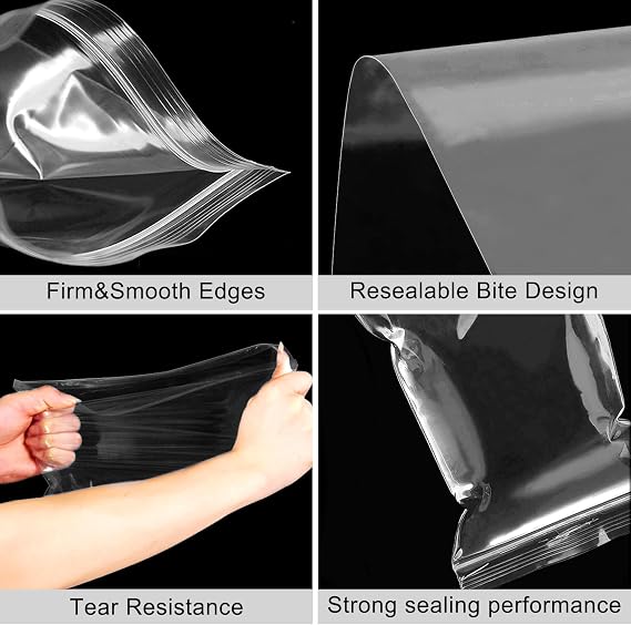 100 Pcs Sealable Plastic Grip Seal Bags 13x19cm Medium Ziplock Bag Resealable Clear Plastic Small Little Plastic Tiny Transparent Polythene Pouches For Beads Jewellery Food Candies