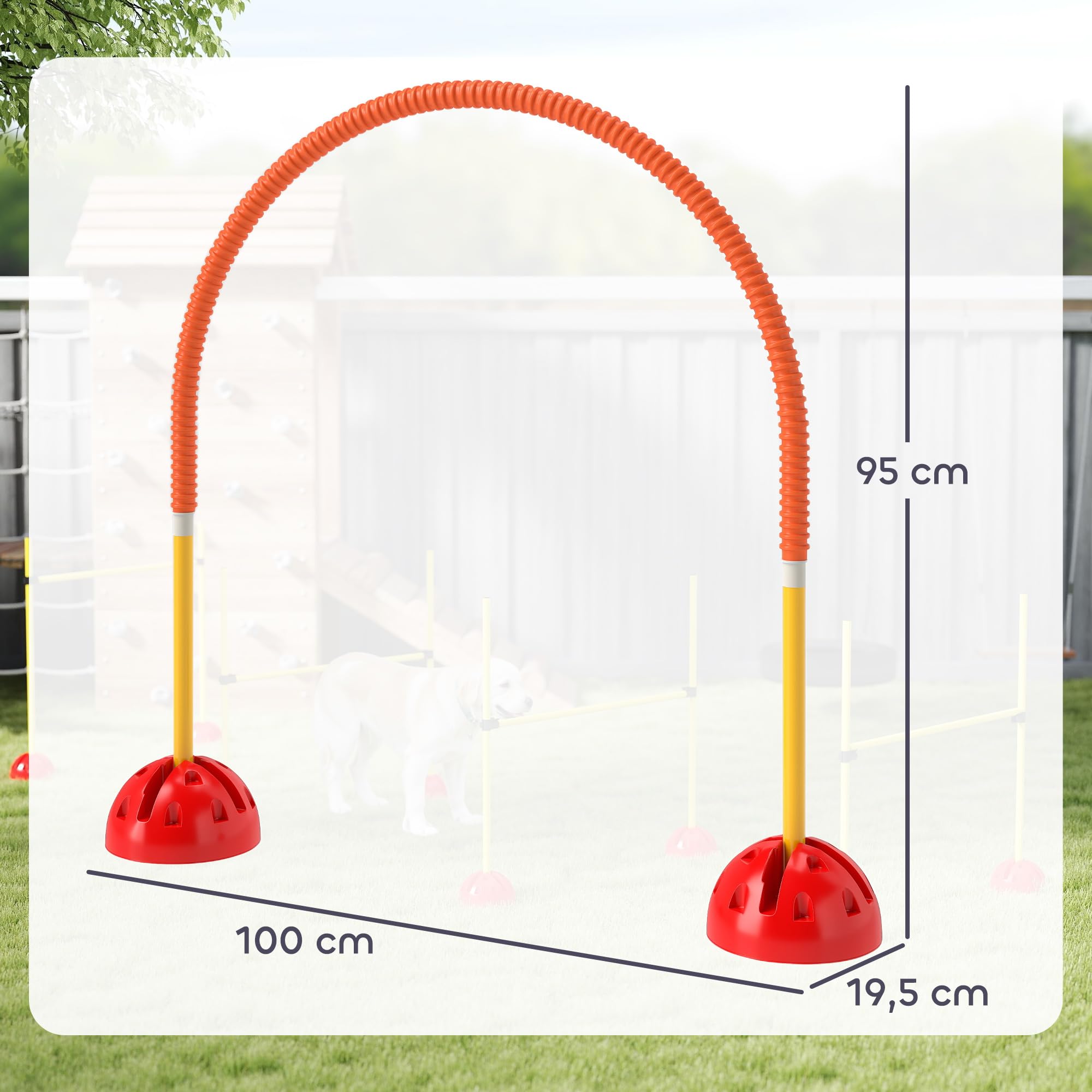 PawHut Kit d'équipement d'agilité pour Chien, kit d'agilité pour Chien avec 4 Portes à Largeur réglable, Sac de Transport, Assemblage Facile, Agility à Chien Portable, Jaune et Orange