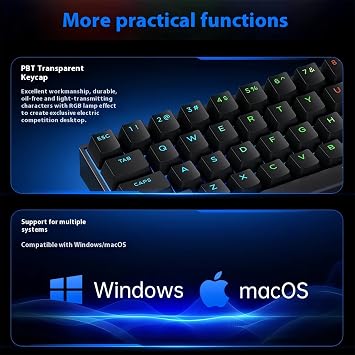 FKZ x MCHOSE ACE 60 Pro Magnetic Switch Gaming Keyboard,Hall Effect Rapid Trigger Keyboard 60% Hyper-Fast Adjustable Actuation,RGB Backlit 8K Hz Polling Rate for Mac/PC Game (Ice Blue Switch)