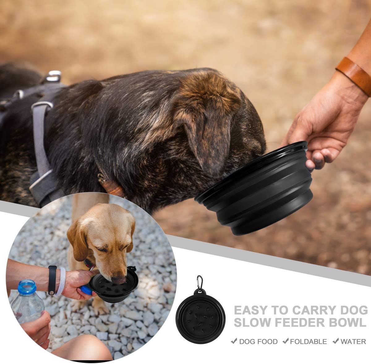 2 Pack Dog Leash, 5 FT Heavy Duty Rope Leash with Soft Padded Handle - Highly Reflective Threads for Medium Large Dog Training Walking & Traffic Control Safety (with Poop Bags Dispenser & Pet Bowl)