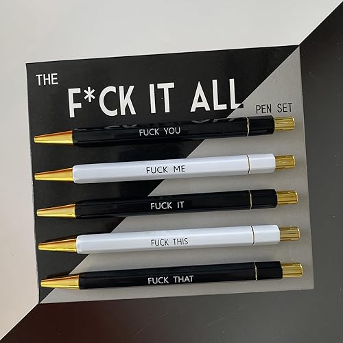 Juego de 5 bolígrafos divertidos, Swear Word Daily Pen Set, bolígrafos de tinta negra de 0.039 pulgadas, bolígrafo de servicio al cliente, juego de