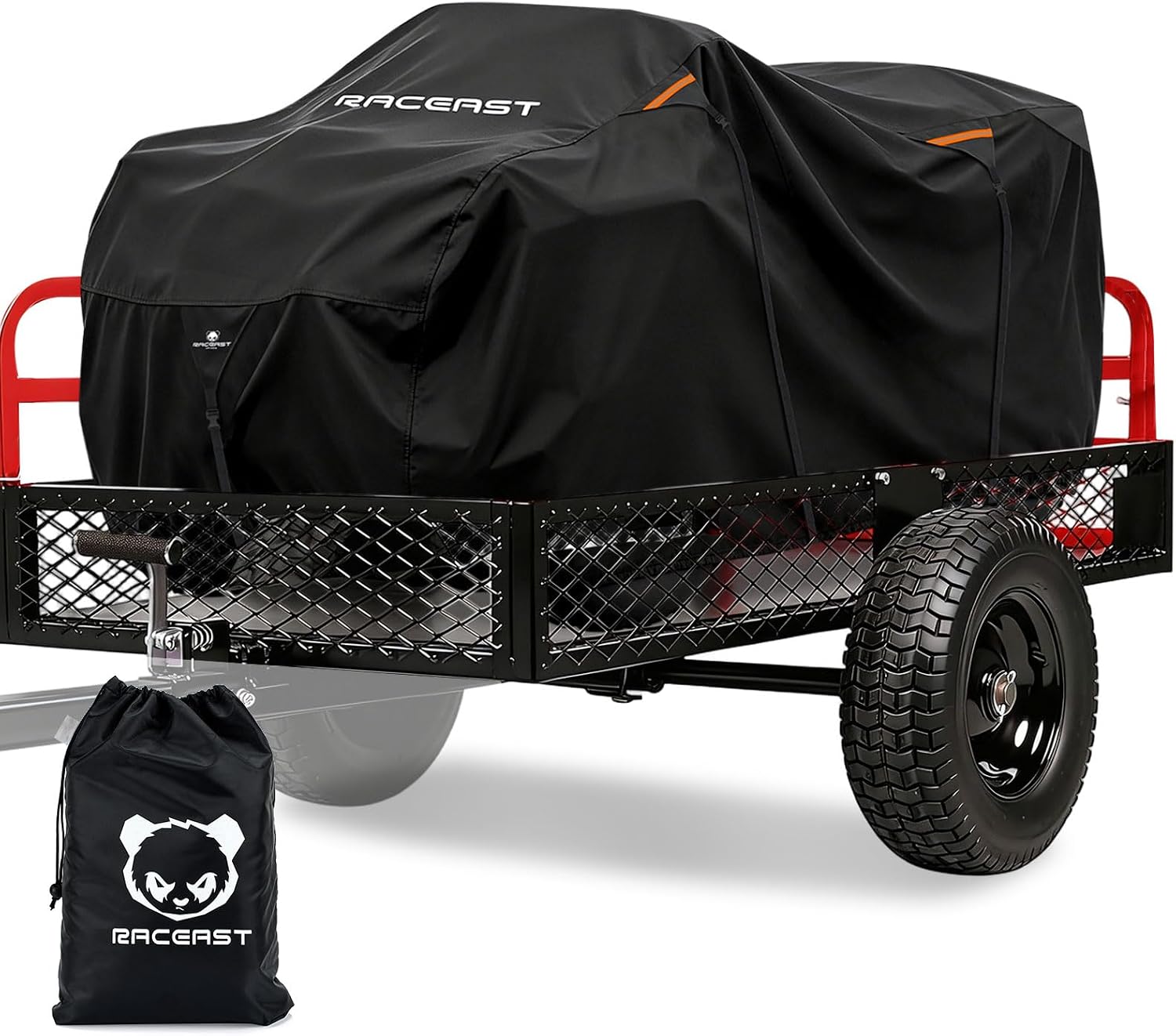 ATV Cover Waterproof Outdoor Heavy Duty 600D Oxford UV Resistant Windproof 4 Wheeler with Storage Bag Fits Honda Rancher Honda Recon Yamaha Beartracker 250 150cc ATV (74.8"*41.3"*45.2")